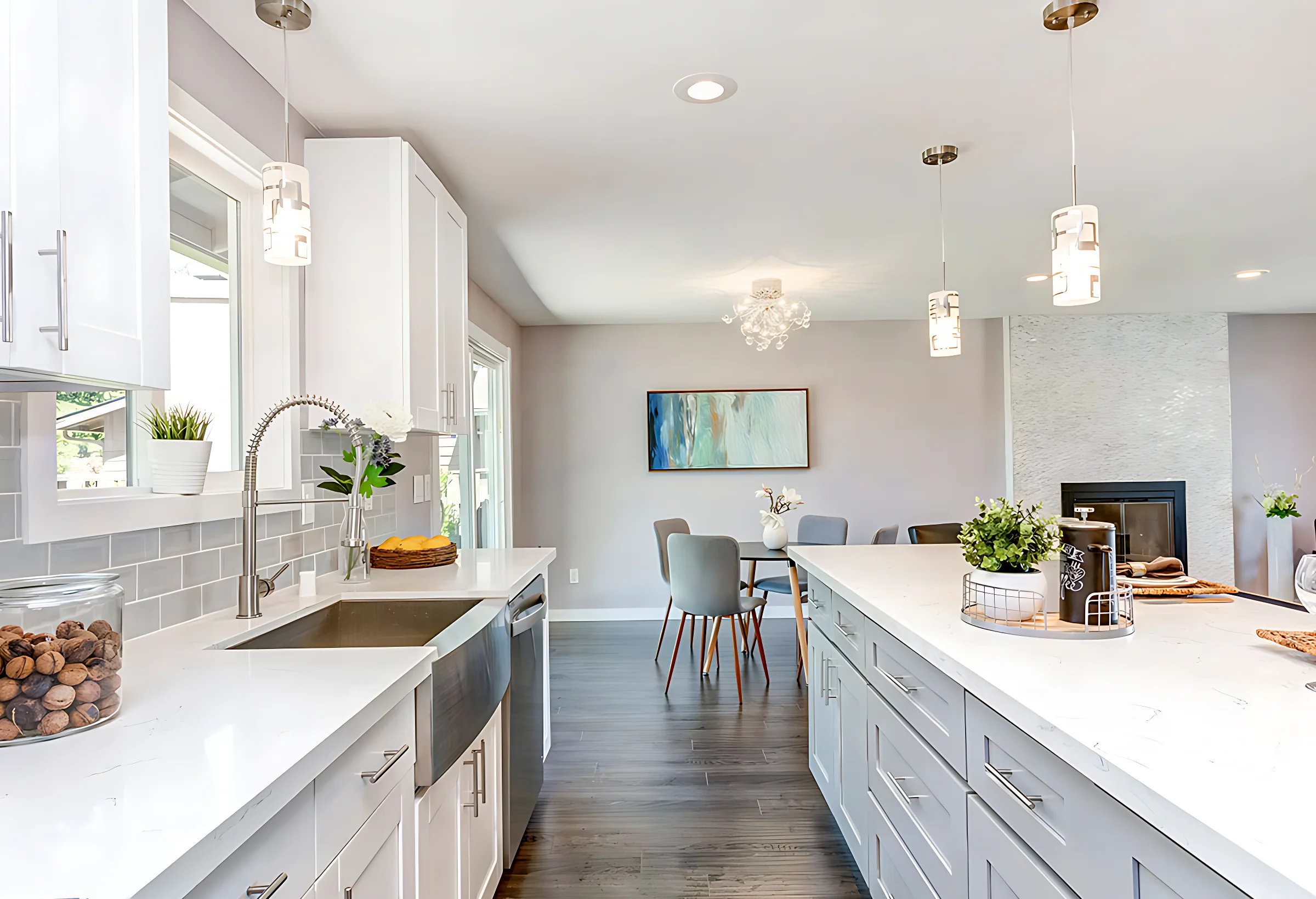 Porcelain slab countertop in a modern kitchen